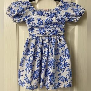 Paris Hilton 100% Cotton Floral Blue and White Kids Dress Size 3T